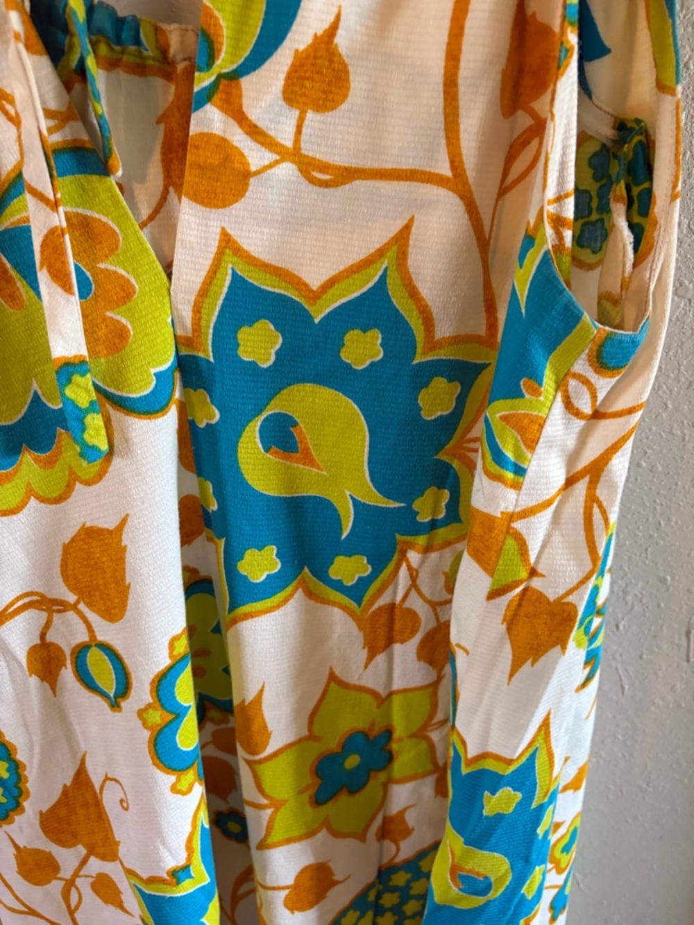 ANDRADE White Maxi Dress with Blue, Green and Gold Floral Print - Picture 9 of 10
